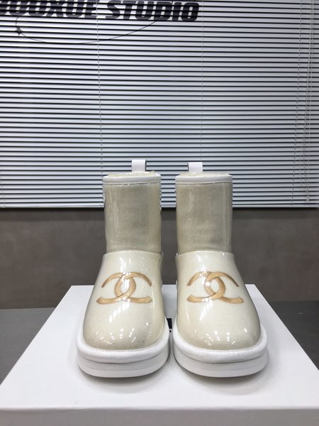 Chanel PVC Fur Boots CC Logo