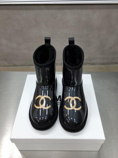 Chanel PVC Fur Boots CC Logo