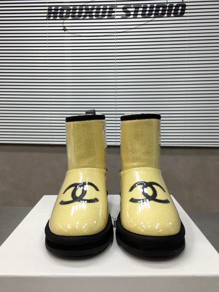 Chanel PVC Fur Boots CC Logo