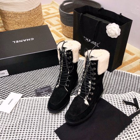 Chanel top boots cowhide