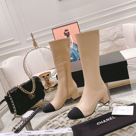 Chanel CC Logo Side Zip Boots