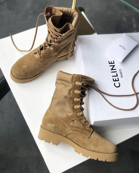 Celine Western cowboy nubuck casual lace-up Martin boots