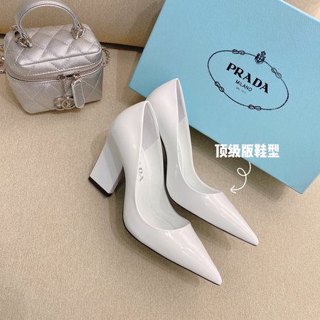 Prada Triangle Logo Pointed Toe High-heel Women s Shoes Cowhide Inner Lambskin