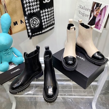 Chanel Platform ankle boots cowhide lining sheepskin