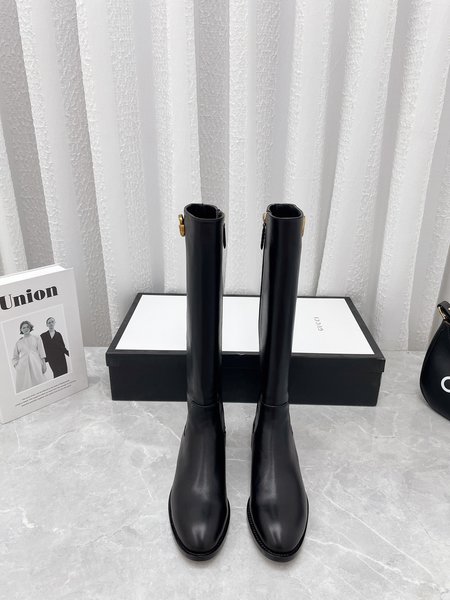 Gucci Button zipper high boots calfskin inner sheepskin heel height: 2.5cm