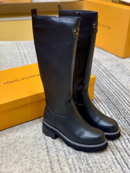 Louis Vuitton Grained calfskin embossed LV Logo Monogram women s boots