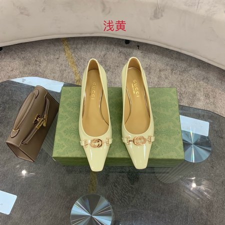 Gucci Women s shoes with square toe G buckle patent leather inner lining sheepskin heel height 5cm