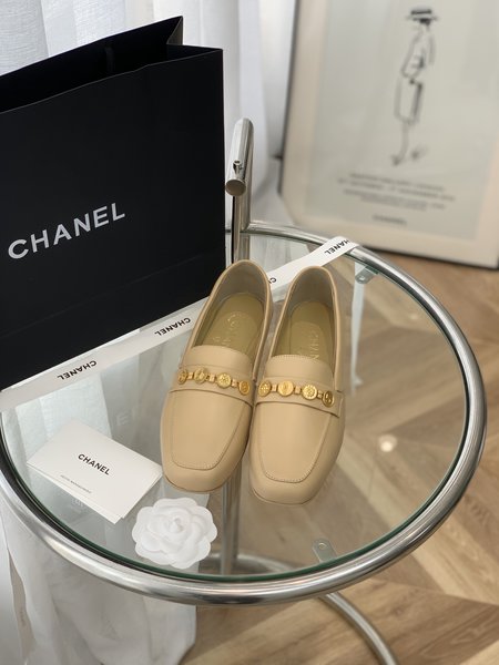 Chanel Gold coin buckle loafers