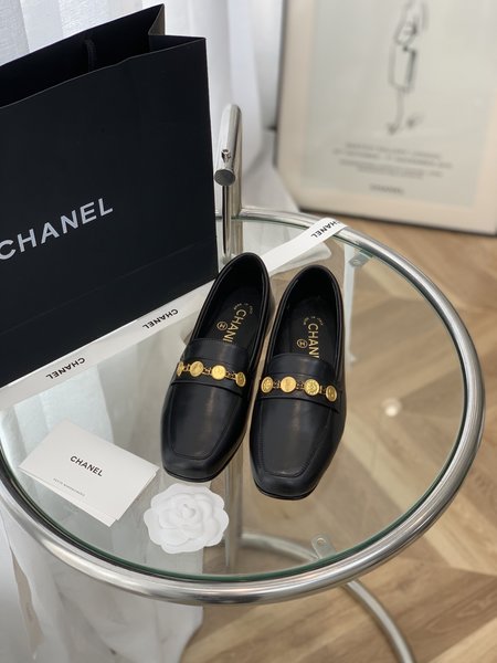 Chanel Gold coin buckle loafers