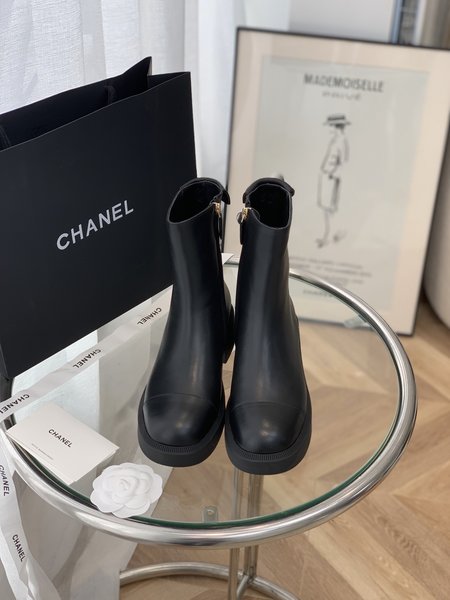 Chanel Short boots hardware logo calfskin inner sheepskin