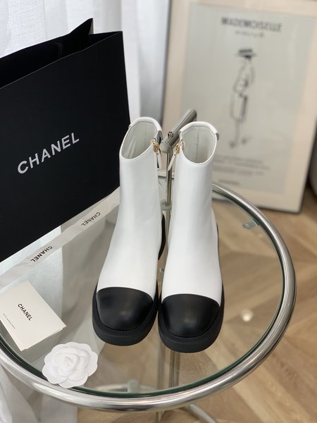 Chanel Short boots hardware logo calfskin inner sheepskin