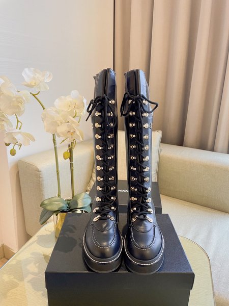 Chanel cowhide boots