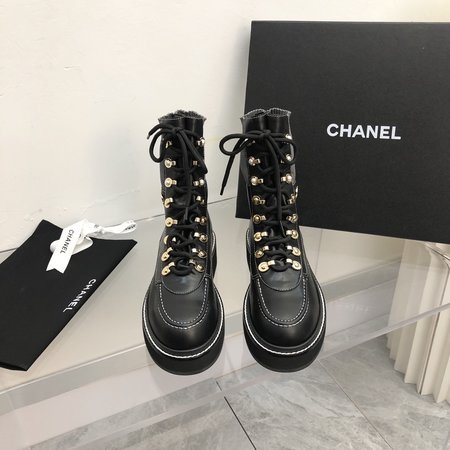 Chanel platform lace up martin boots