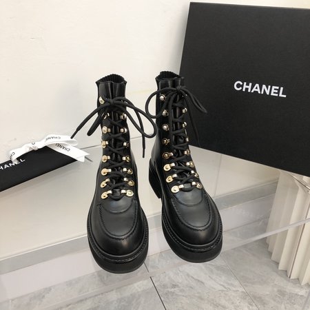 Chanel platform lace up martin boots