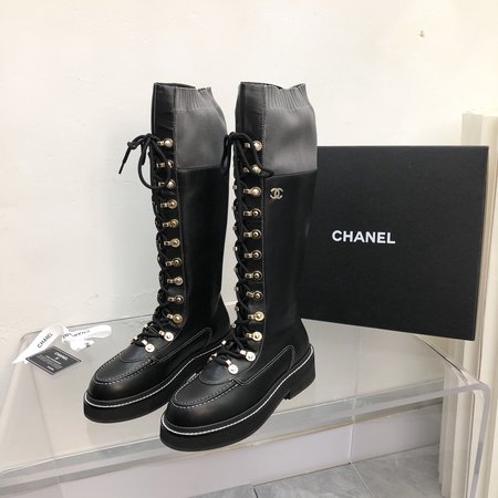 Chanel platform lace up martin boots