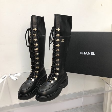 Chanel platform lace up martin boots