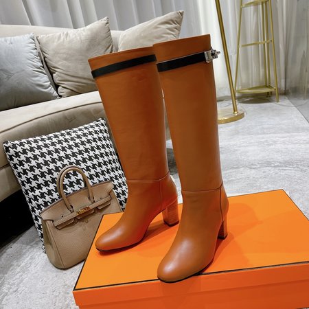 Hermes Kelly buckle calfskin boots