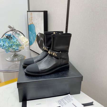 Chanel Booties Metal Big Logo