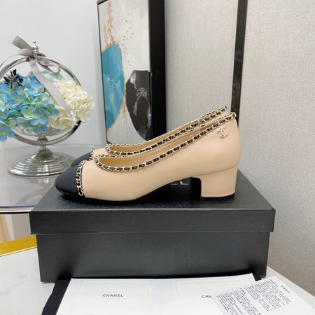 Chanel Round-toe chain women s shoes lambskin inner lining sheepskin heel height: 2cm/4.5cm/6.5cm