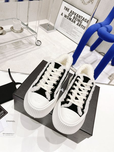 Chanel Platform Wool Biscuit Shoes