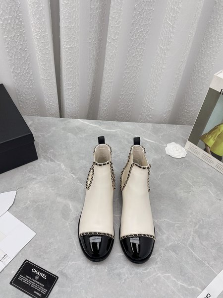 Chanel apricot ankle boots