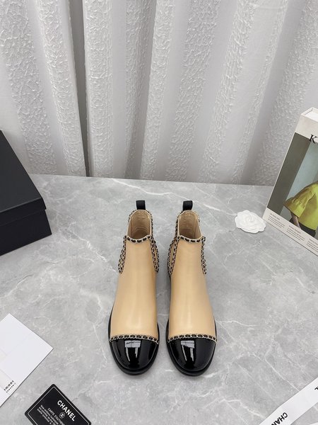 Chanel apricot ankle boots