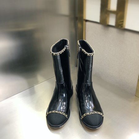 Chanel chain biker boots