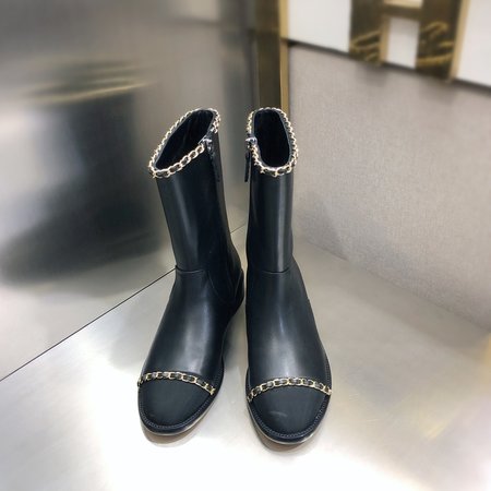 Chanel chain biker boots