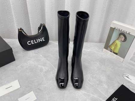 Chanel stretch zip high boots