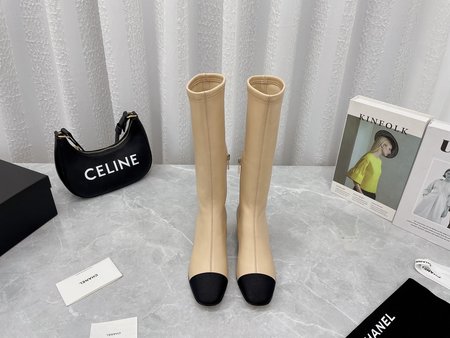 Chanel stretch zip high boots