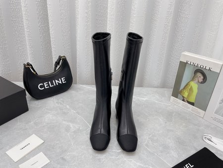 Chanel stretch zip high boots