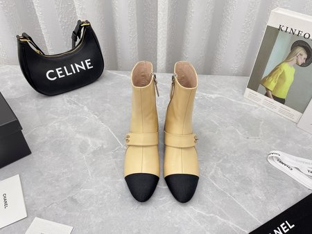 Chanel Strap buckle ankle boots sheepskin material 5CM high heel