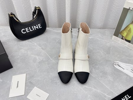 Chanel Strap buckle ankle boots sheepskin material 5CM high heel