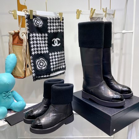 Chanel Diamond sock boots