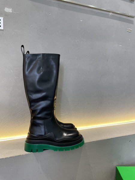 Bottega Veneta green platform boots