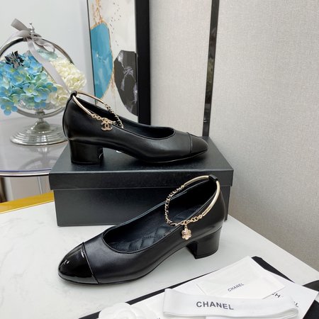 Chanel women s round toe chain shoes