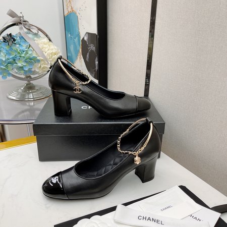 Chanel women s round toe chain shoes