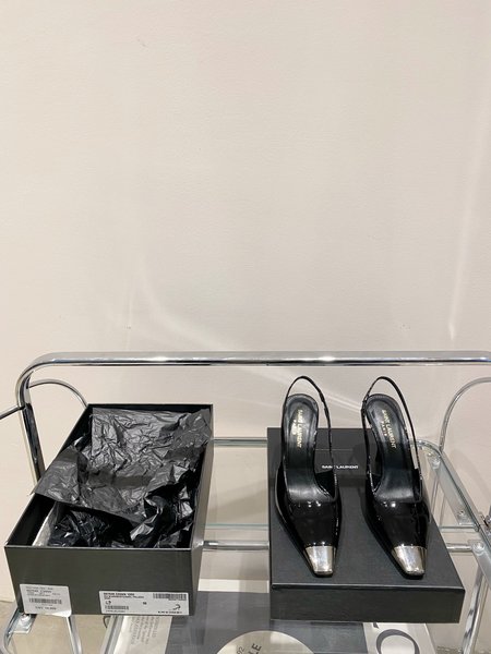 YSL YSL small square metal head high heels