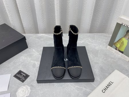 Chanel zipped chain ankle boots