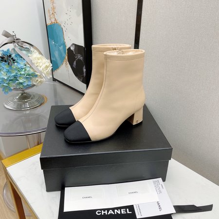 Chanel wool lined square toe ankle boots