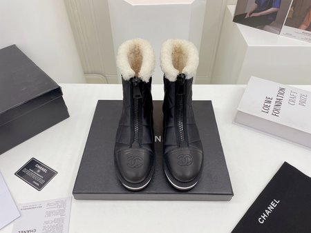 Chanel silk snow boots