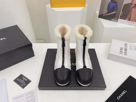 Chanel silk snow boots