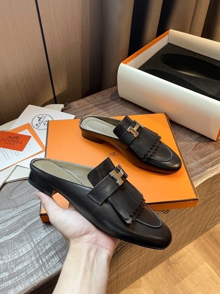 Hermes leather mules