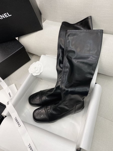 Chanel Camellia CC Style Vintage VintaGe Stretch Over the Knee Boots