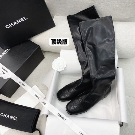 Chanel Camellia CC Style Vintage VintaGe Stretch Over the Knee Boots