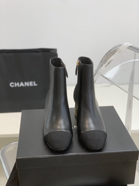 Chanel Black velvet and soft lambskin ankle boots