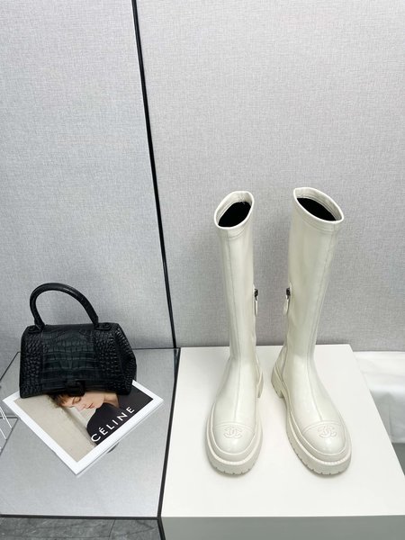 Chanel patent leather straight boots