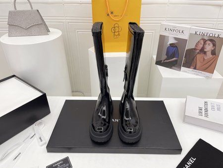 Chanel stretch zip high boots