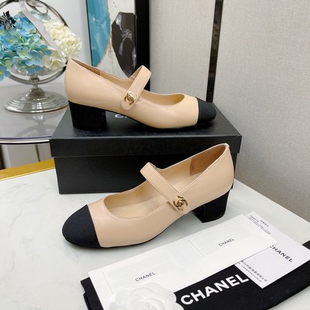 Chanel Round Toe Colorblock CC Buckle Mary Jane Shoes