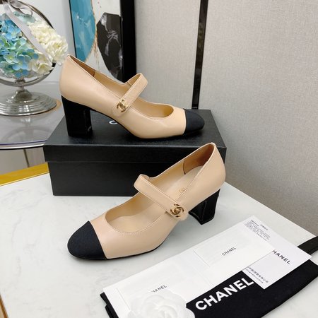 Chanel Round Toe Colorblock CC Buckle Mary Jane Shoes